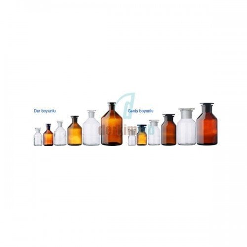 Likit Şişesi , Cam Kapaklı, Geniş Boyun, Amber 50 ml Hacim