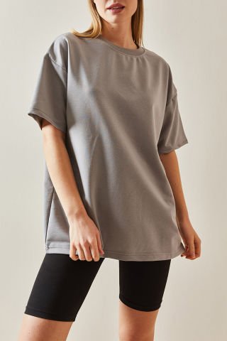Yeni Sezon Pamuklu Oversize Basic Kadın T-Shirt