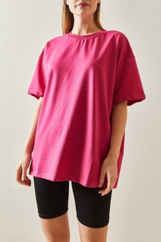 Yeni Sezon Pamuklu Oversize Basic Kadın T-Shirt