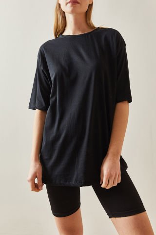 Yeni Sezon Pamuklu Oversize Basic Kadın T-Shirt