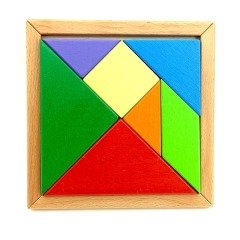 Renkli Ahşap Tangram Puzzle 18X18 Cm