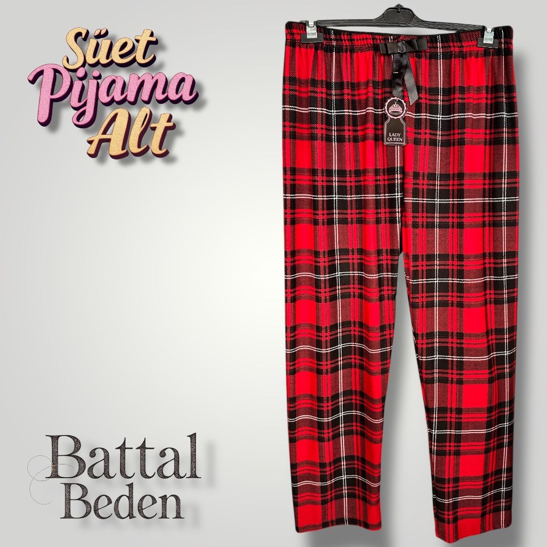 Battal Beden Süet Kadın Pijama Altı