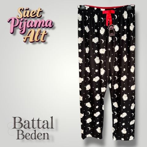 Battal Beden Süet Kadın Pijama Altı