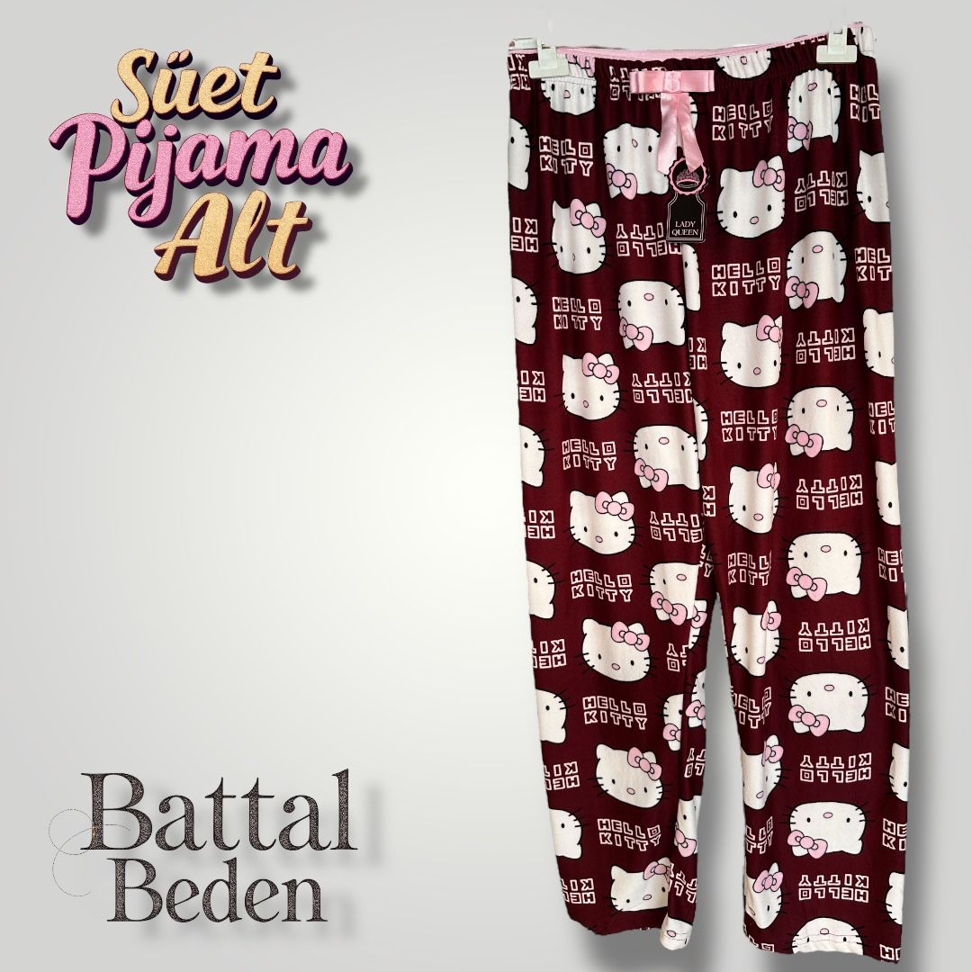 Battal Beden Süet Kadın Pijama Altı