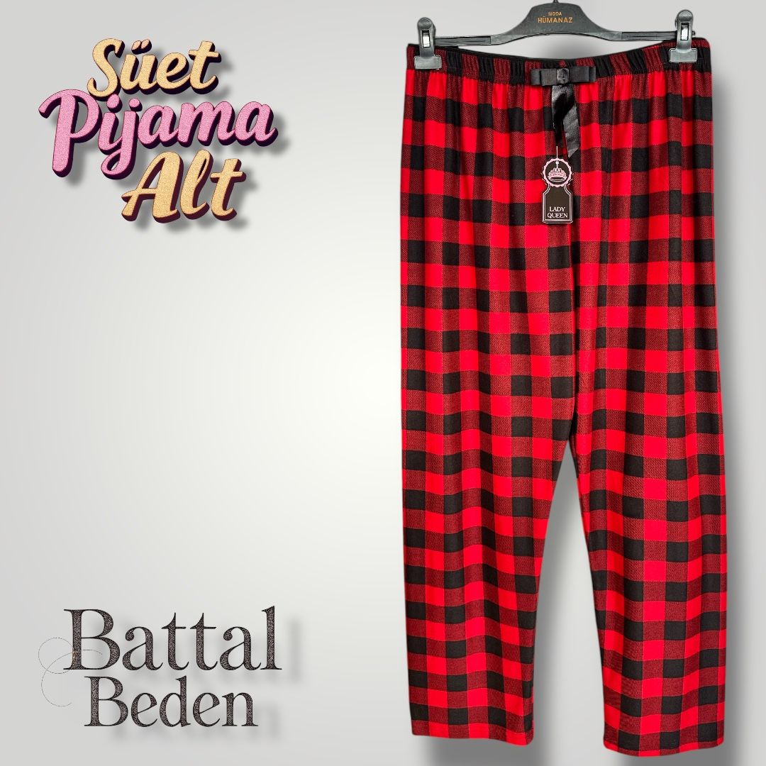 Battal Beden Süet Kadın Pijama Altı