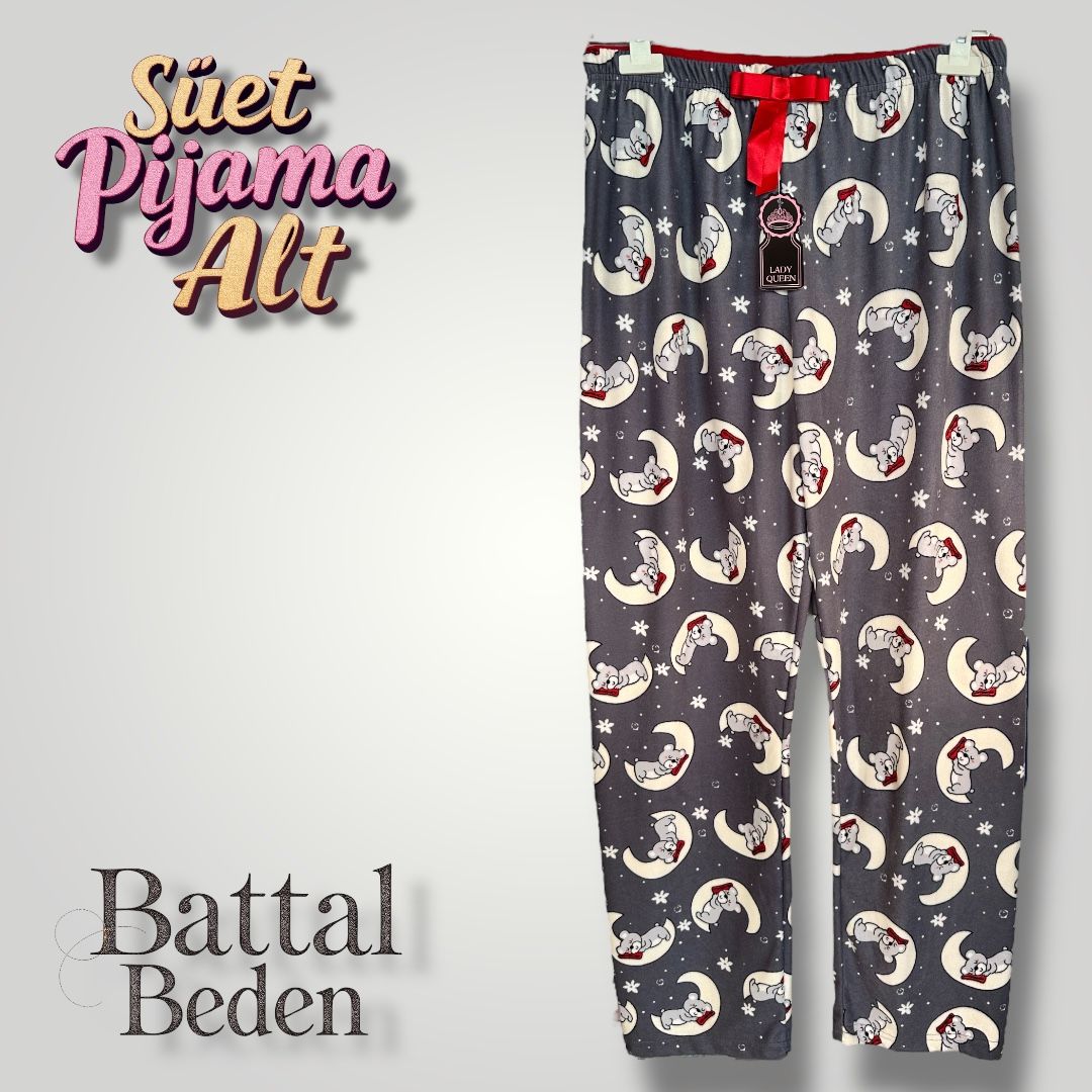 Battal Beden Süet Kadın Pijama Altı