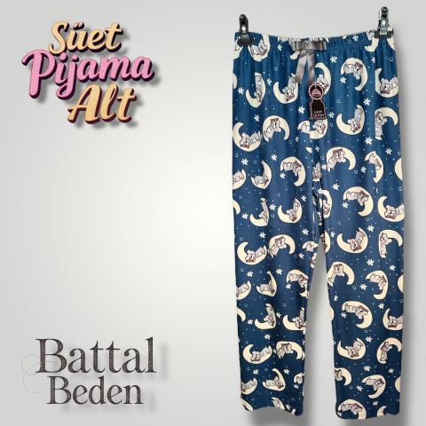 Battal Beden Süet Kadın Pijama Altı
