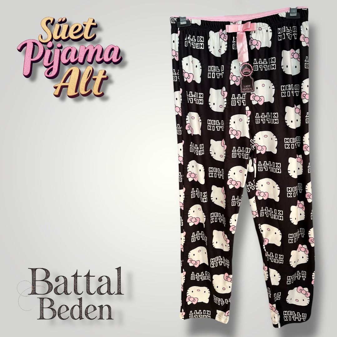 Battal Beden Süet Kadın Pijama Altı