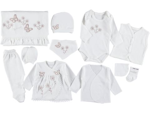 10'lu Çiçekli Kelebek Kız Zıbın Set 418181