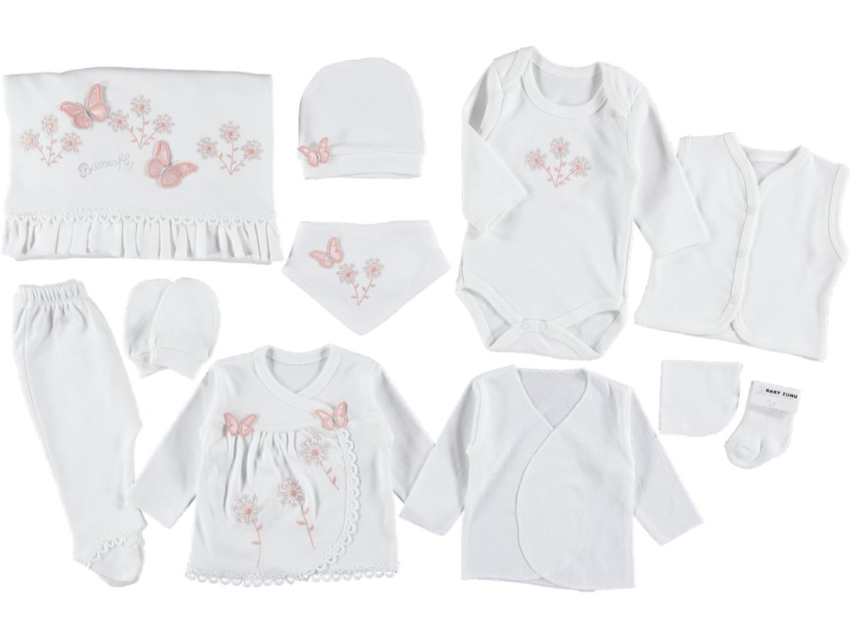 10'lu Çiçekli Kelebek Kız Zıbın Set 418181