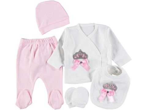 Taşlı Desenli 1-3 Ay Kız Zıbın Set 418178
