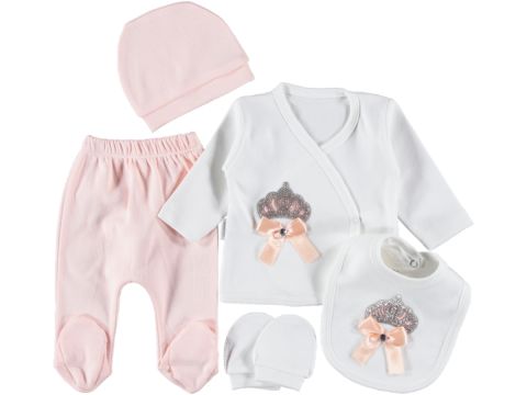 Taşlı Desenli 1-3 Ay Kız Zıbın Set 418178