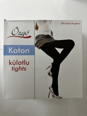 6'lı Özge Siyah Koton Külotlu Çorap