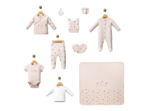 Krem Renk Kelebek 10'lu Kız Bebek Hastane Çıkış Seti 1 Ay Kız 417942