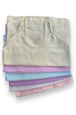 İp Askı Fitilli Kız Çocuk Atlet (6 Adet)