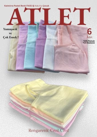 İp Askı Fitilli Kız Çocuk Atlet (6 Adet)