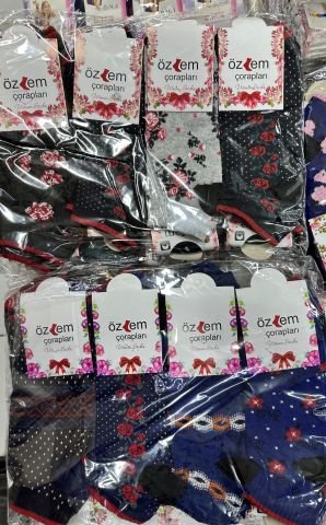 12'li Özmen Desenli Ekonomik Kadın Patik Çorap