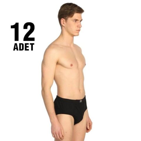 12'li Tutku Renkli Erkek Kom Slip Külot TER0109-R 1 - SİYAH