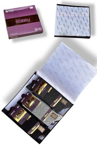 Kıraç Mısırlı Kutulu 4 Mevsim Lüks Penye Dikişsiz Desenli Erkek Çorap