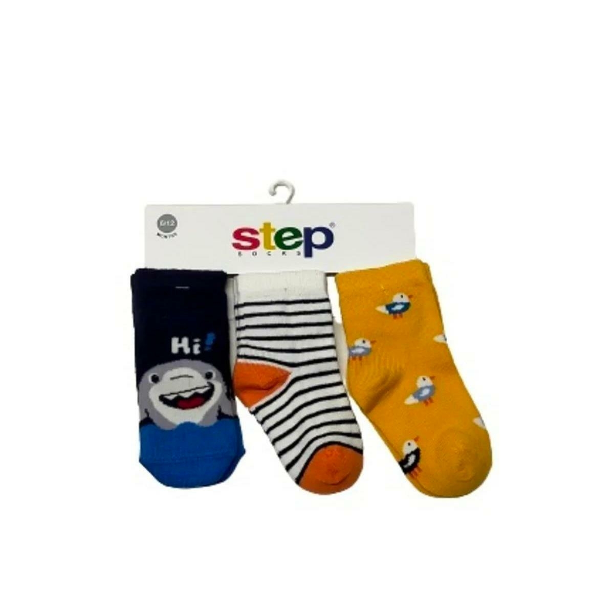 Step Bebek 3lü Hi Shark Soket Çorap 6-12 Ay