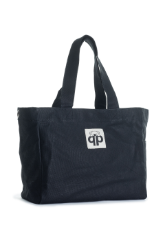 qp Ronda Tote Bag Kadın Siyah Mumlu Kanvas El ve Omuz Çantası QP1002-01