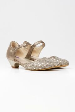 Paqpa Este Kız Çocuk Altın Taşlı Topuklu Ayakkabı TA2003-03