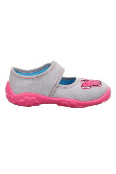 Superfit Bonny Kız Çocuk Ev Kreş Ayakkabısı Gri Pembe Kelebekli 000280-2030