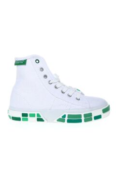 Benetton BN30692-178 Çocuk Keten Ayakkabı Beyaz Yeşil