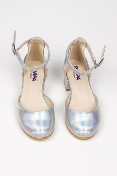 Paqpa Nancy Kız Çocuk Soft Tabanlı Gümüş Kalın Topuklu Ayakkabı TA2002