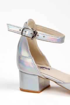 Paqpa Nancy Kız Çocuk Soft Tabanlı Gümüş Kalın Topuklu Ayakkabı TA2002