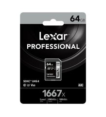 Lexar 64GB Professıonal SDXC UHS-II U3 C10 V60 4K 1667x