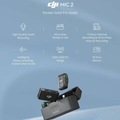 DJI MIC 2  (2 TX + RX + Charging Case) Wireless Microphone