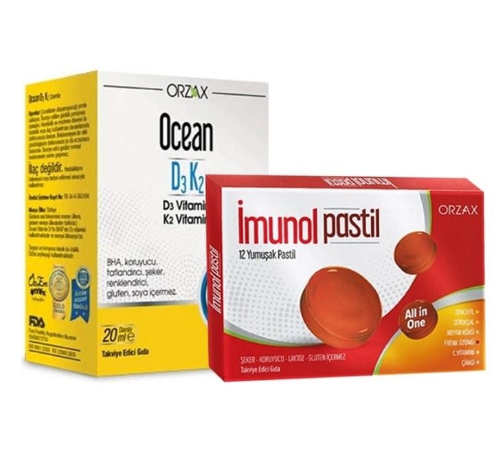 Ocean Vitamin D3-K2 Damla 20 ml + İmunol 12 Yumuşak Pastil Hediye