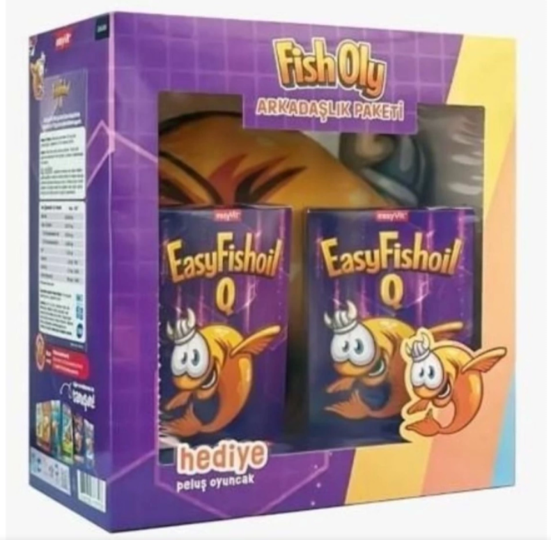 EasyFishoil - Q Balık Yağı 30 Jel Tablet x 2 Kofre Set (Peluş Oyuncak Hediyeli)