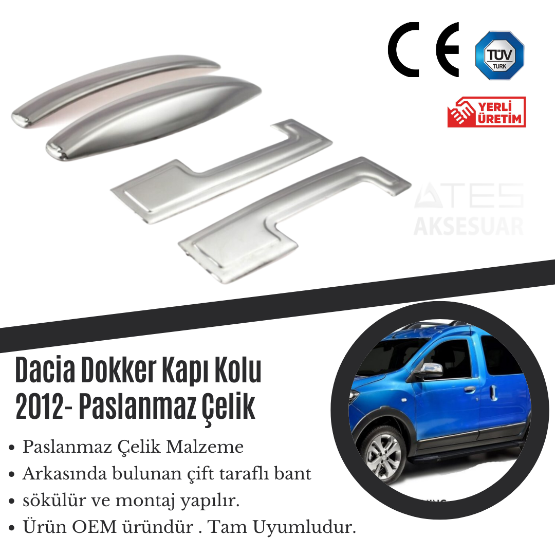 Dacia Dokker 2012 Kapı Kolu Çerçevesi Paslanmaz Çelik