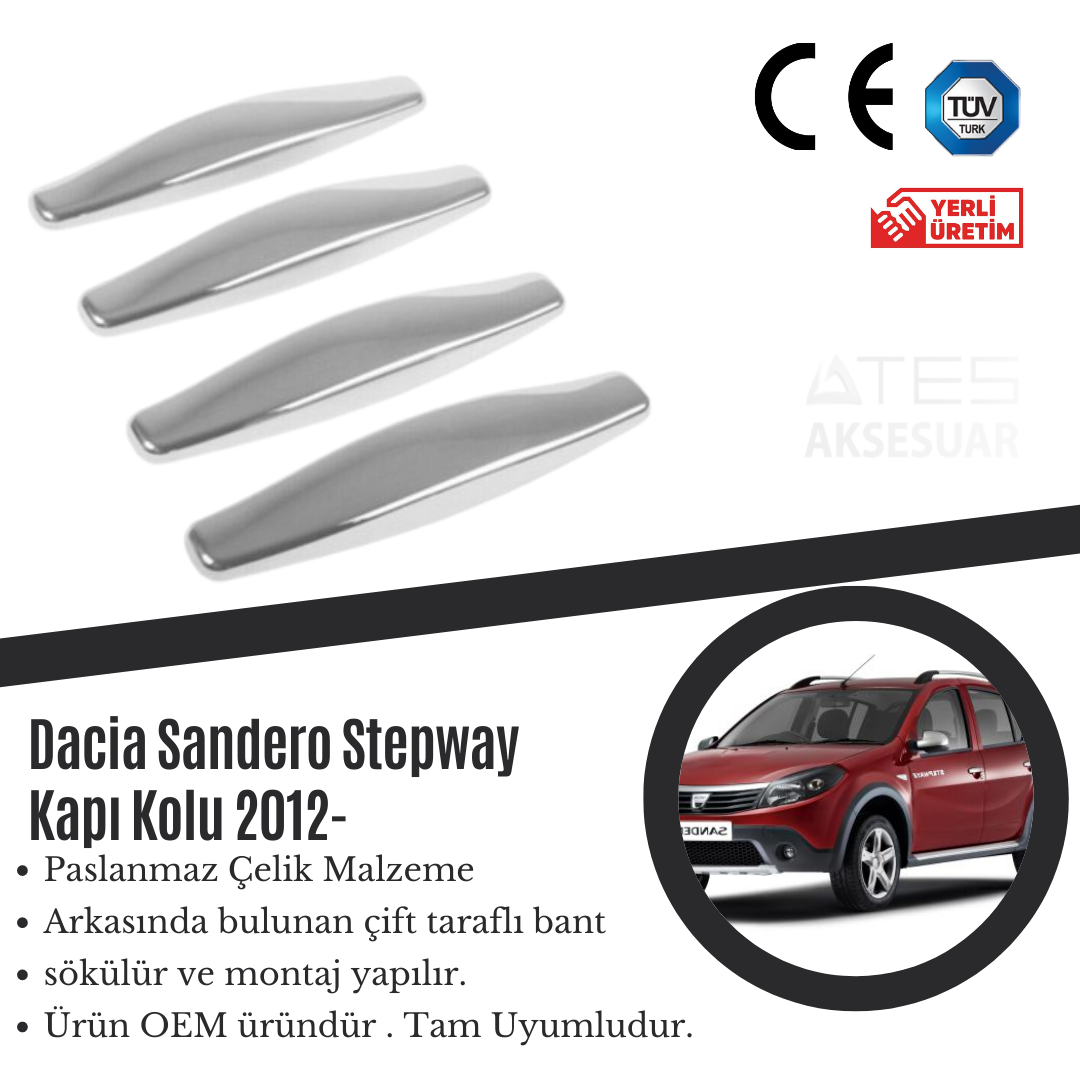 Dacia Sandero 2012 Kapı Kolu Çerçevesi Paslanmaz Çelik