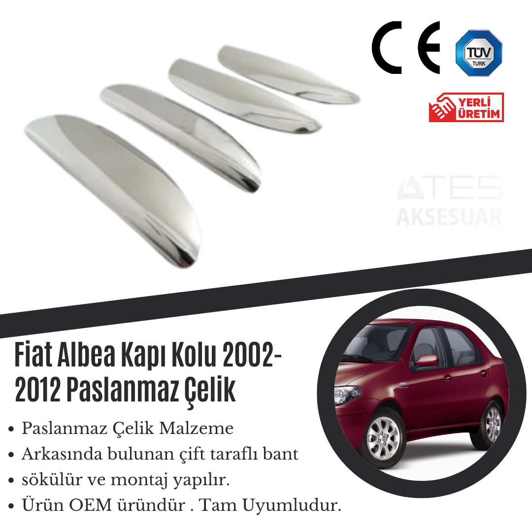 Fiat Albea 2002-2012 Kapı Kolu Paslanmaz Çelik