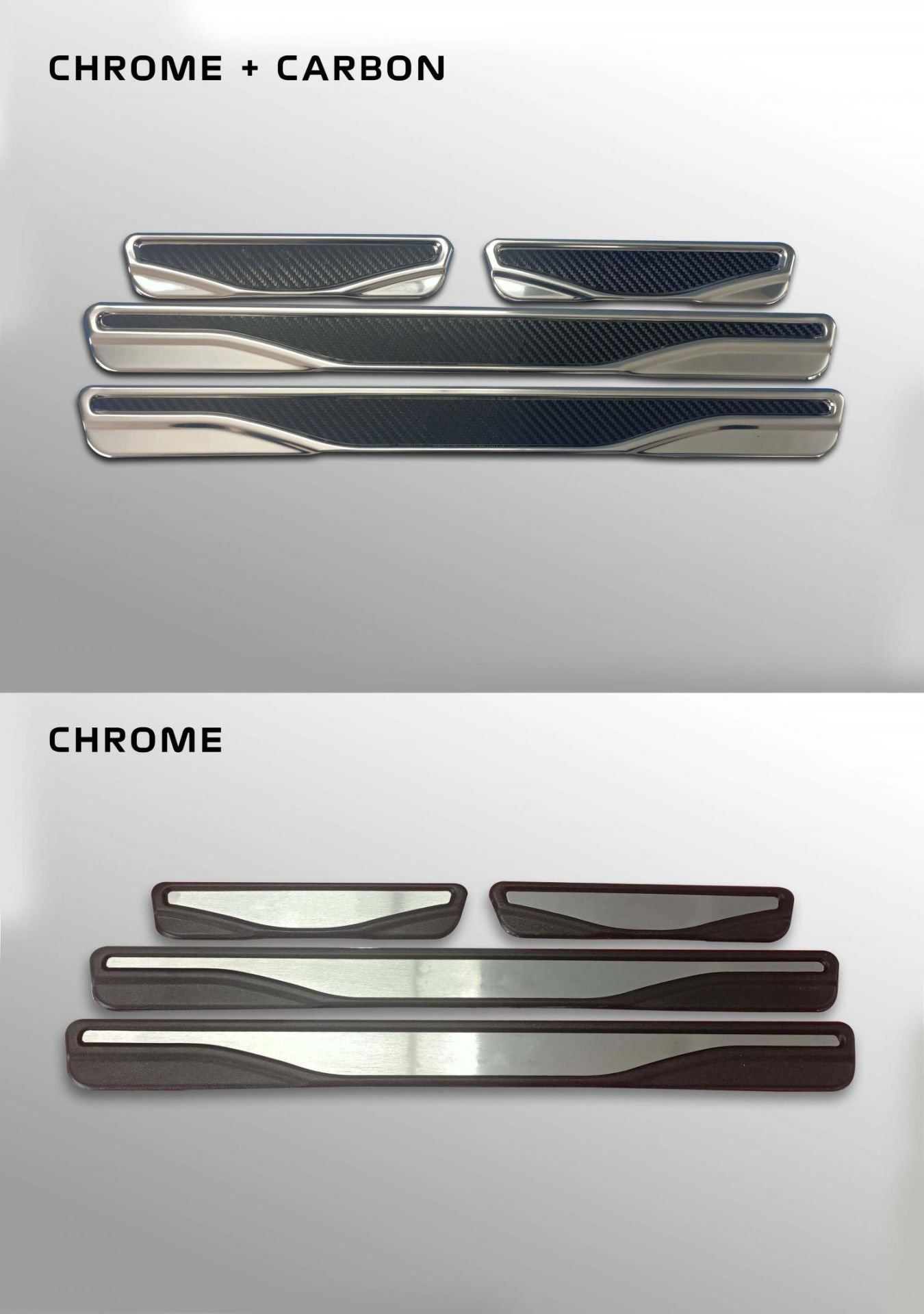 Honda CR-V 2012> Eşik Paneli Evrensel Krom+Karbon / Siyah+Krom
