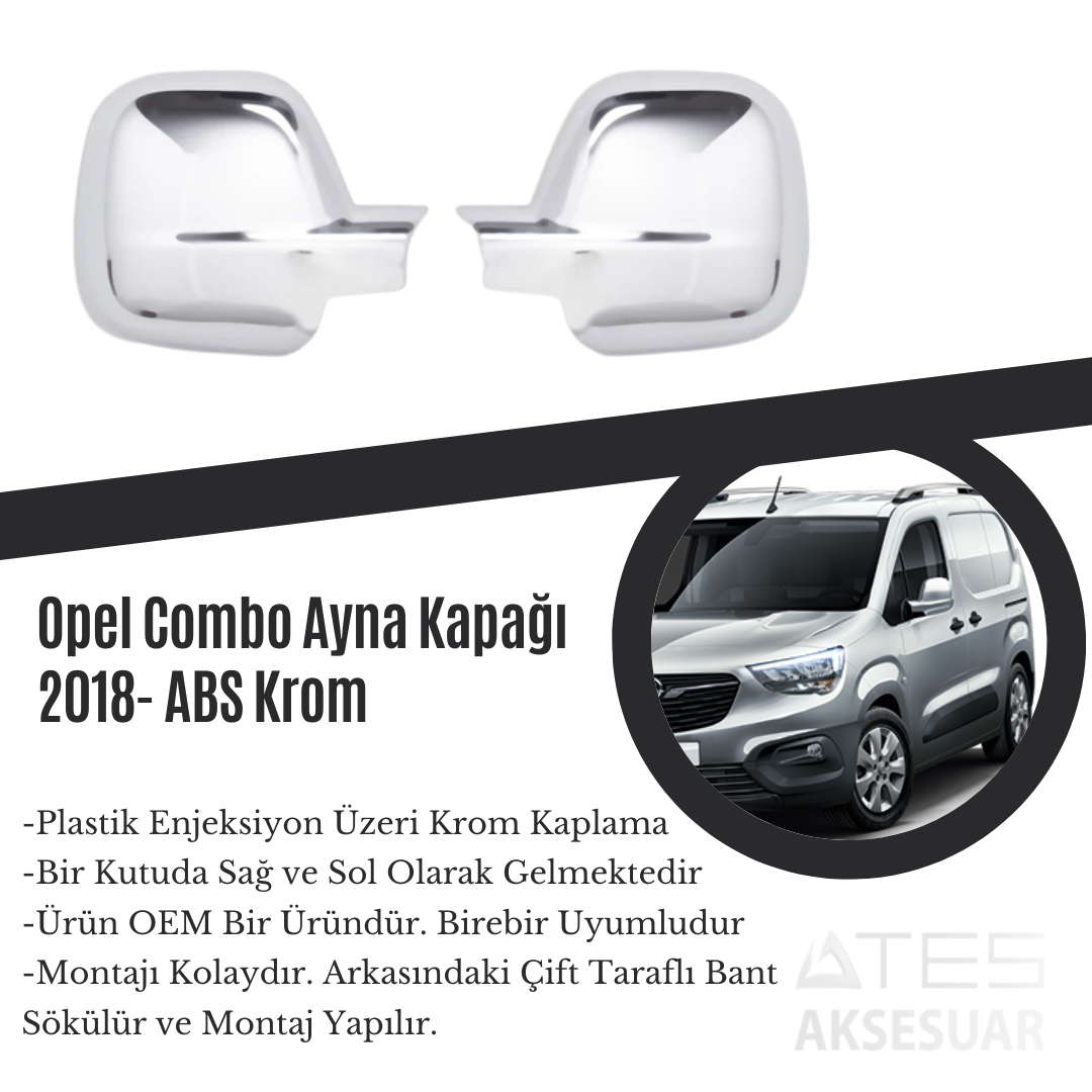 Opel Combo 2018 Ayna Kapağı ABS Krom