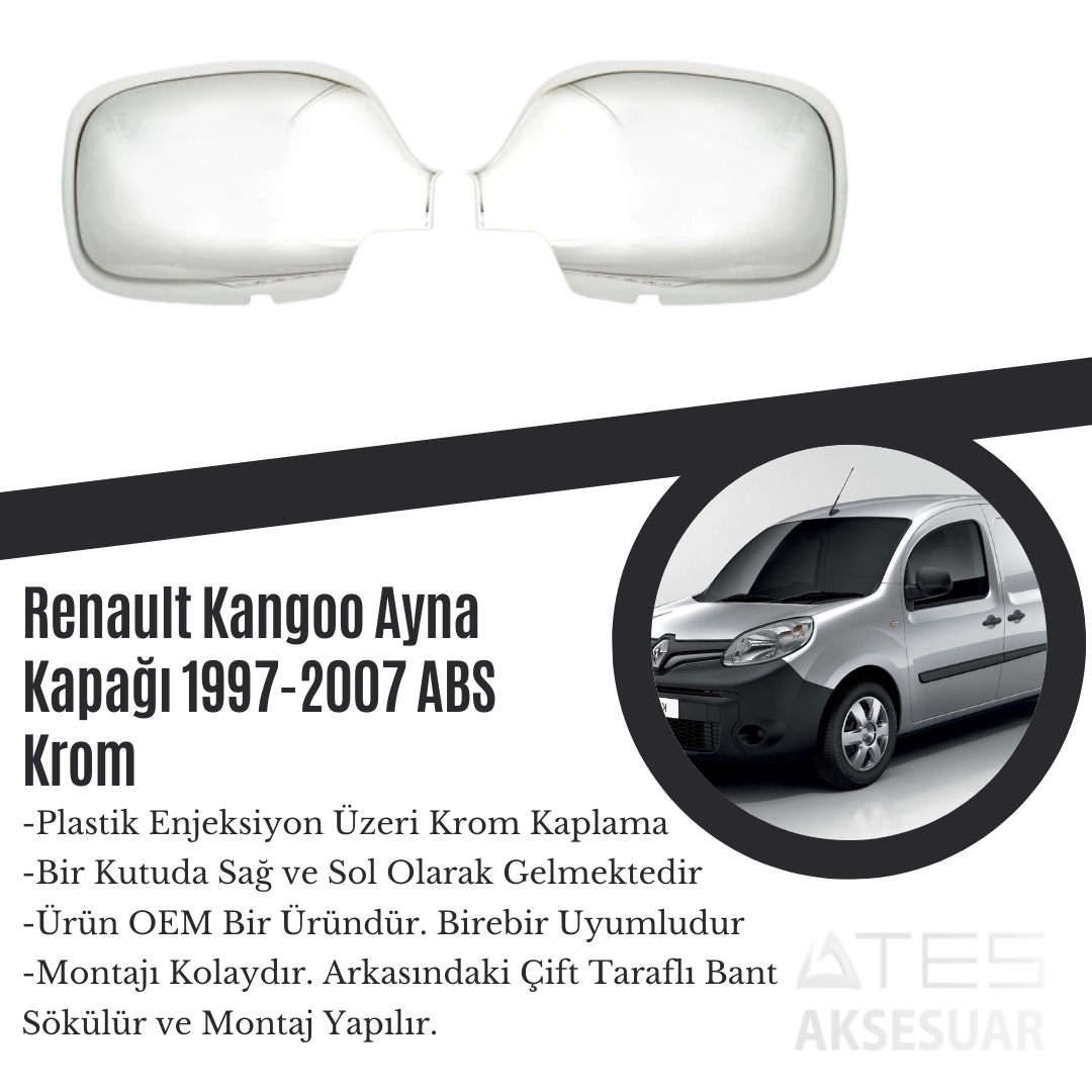 Peugeot Kangoo 1997-2007 Ayna Kapağı ABS Krom