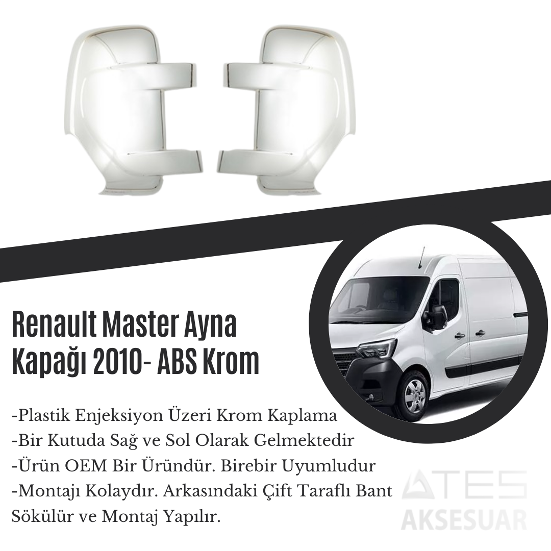 Renault Master 2010 Ayna Kapağı ABS Krom