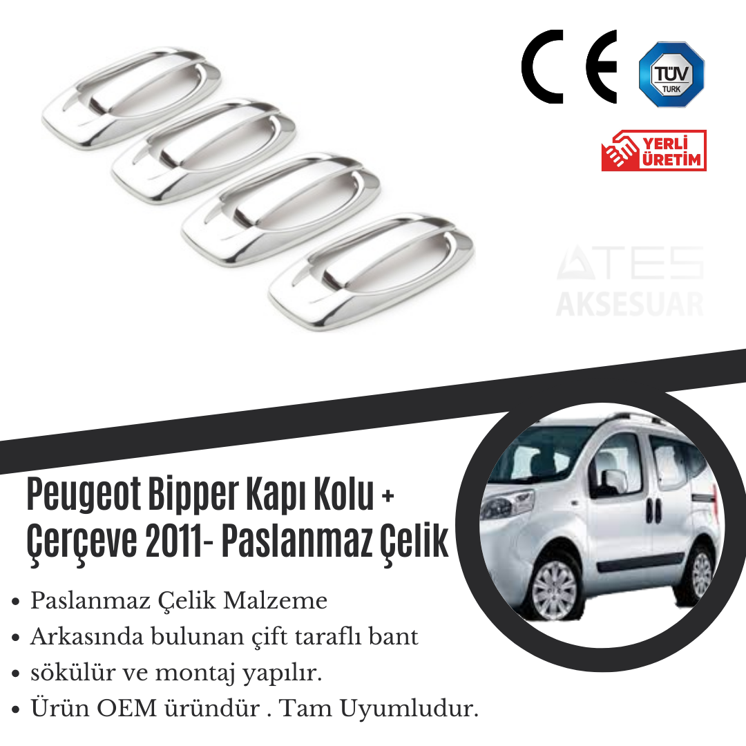 Peugeot Bipper 2011 Kapı Kolu Paslanmaz Çelik