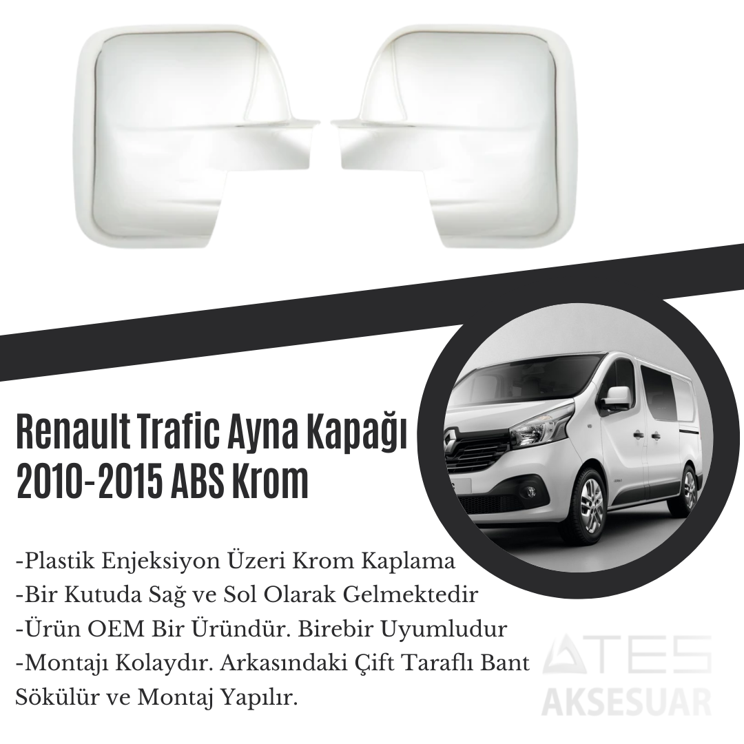 Renault Trafic 2010-2015 Ayna Kapağı ABS Krom