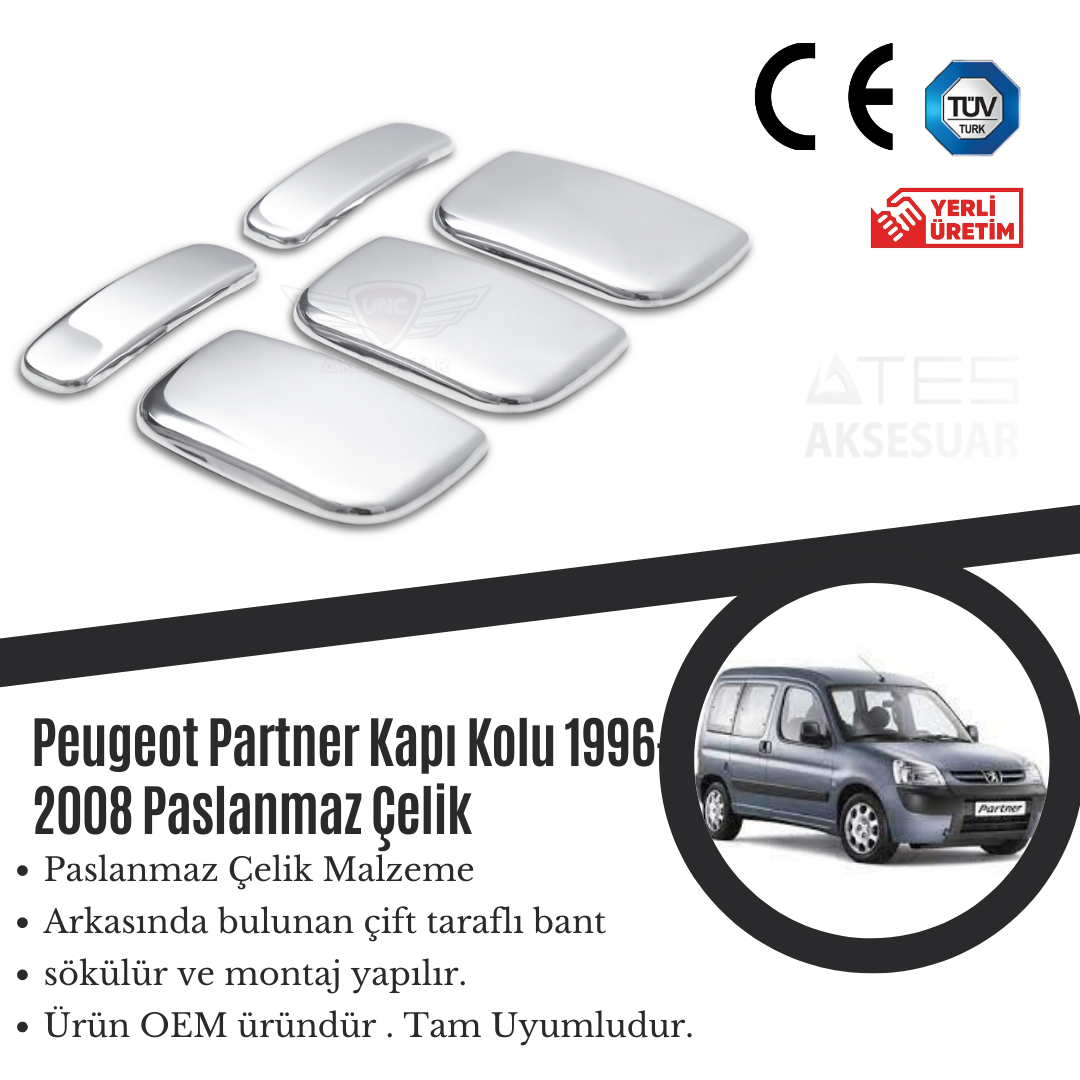 Peugeot Partner 1996-2008 Kapı Kolu Paslanmaz Çelik