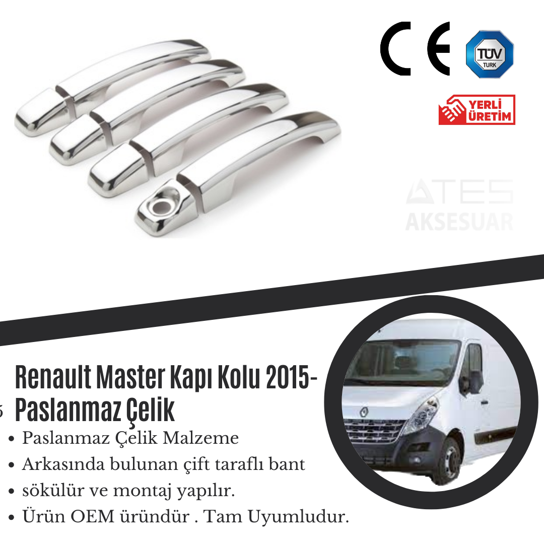 Renault Master 2015 Kapı Kolu Paslanmaz Çelik