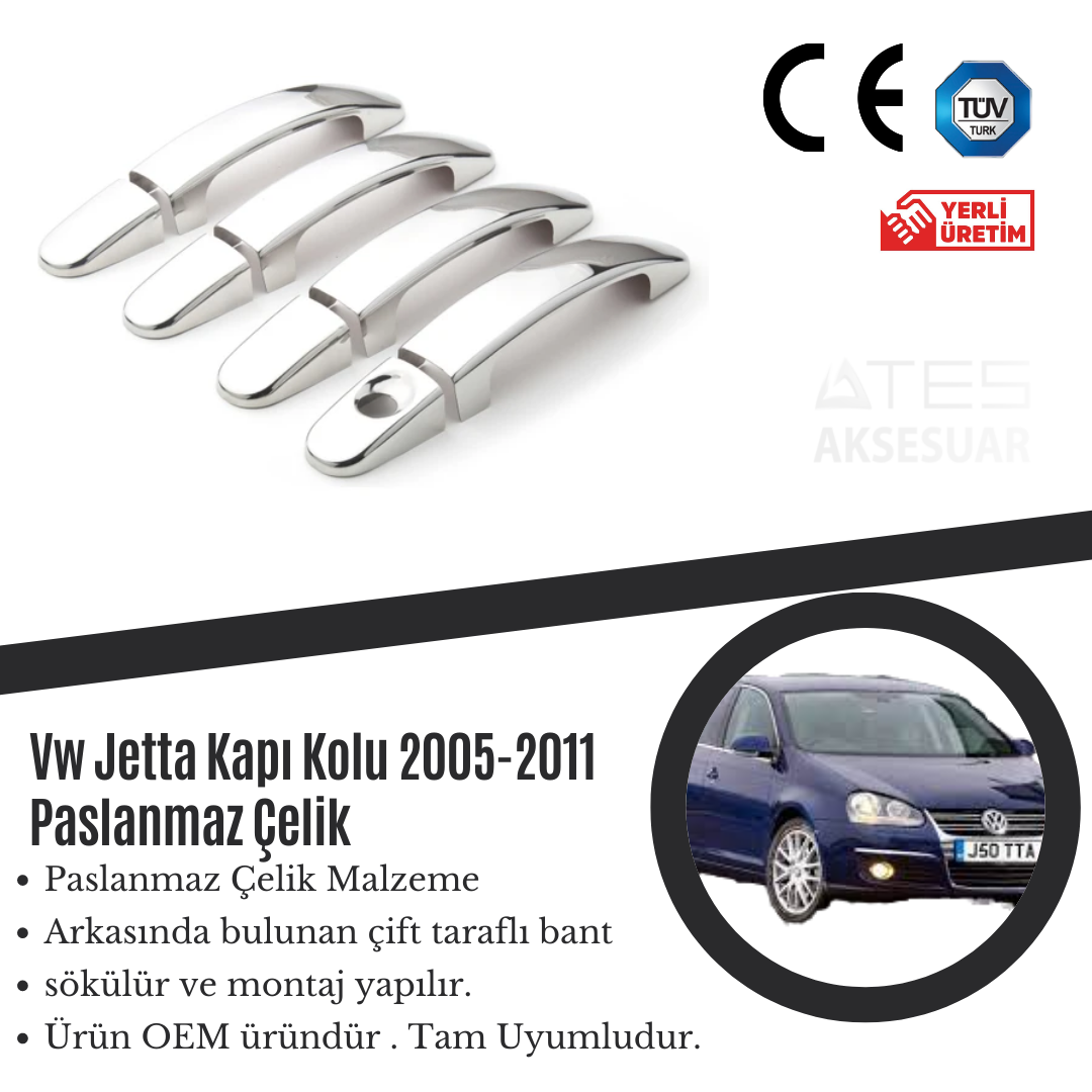 Volkswagen Jetta 2005-2011 Kapı Kolu Paslanmaz Çelik