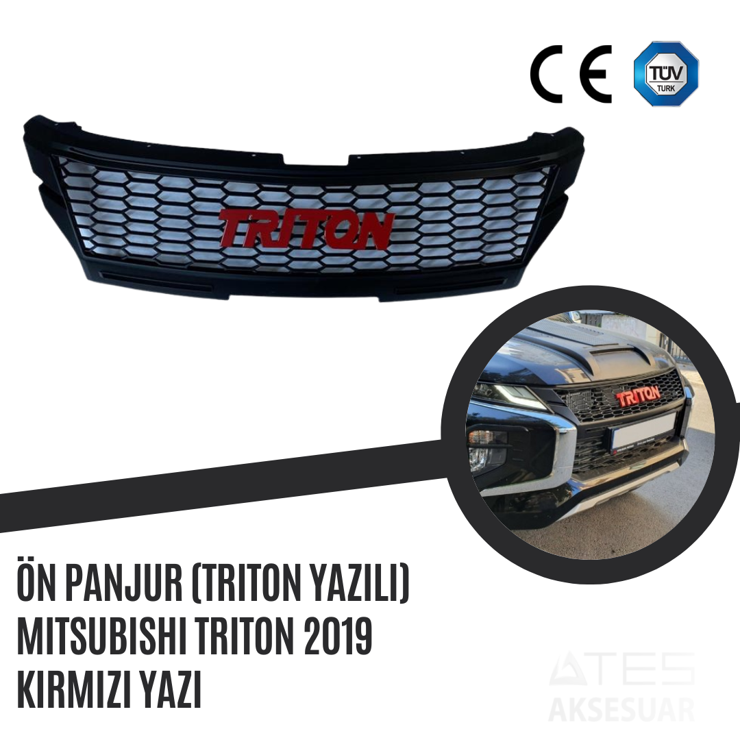 Ön Panjur (Triton Yazılı) Mitsubishi Triton 2019 Kırmızı Yazı