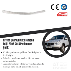 Nissan Qashqai 2007-2014 Arka Tampon Eşiği Paslanmaz Çelik