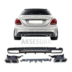 MERCEDES W205 C63 SILVER DIFÜZÖR & EGZOZ SETI (AMG SEDAN) SILVER DIFÜZÖR - SILVER EGZOZ ILE