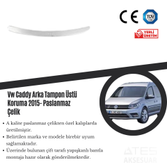 Volswagen Caddy 2015 Arka Tampon Üstü Koruma Paslanmaz Çelik